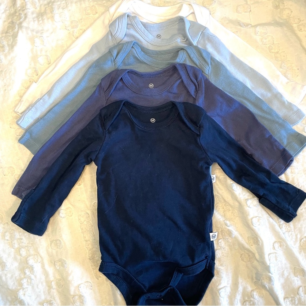 Organic Cotton 5-Pack Long Sleeve
Bodysuits Ombré Blue Size 0-3 The Honest Co